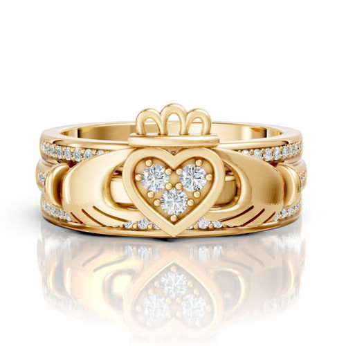 Moissanite claddagh bridal - moissanite,