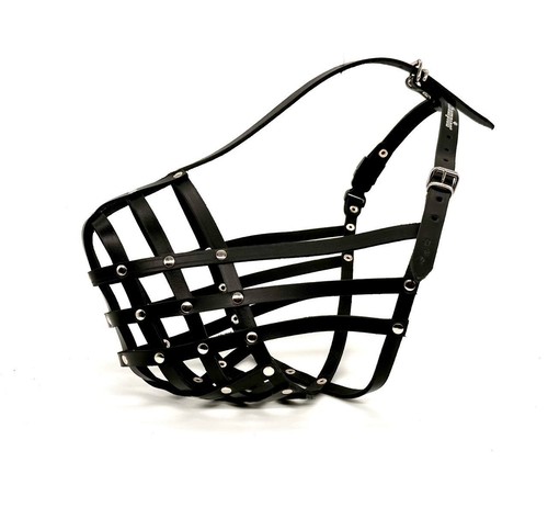 Light leather dog muzzle - light,