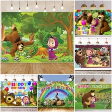Masha and the Bear Birthday Backdrop Photo Studio Background Party Banner Decor