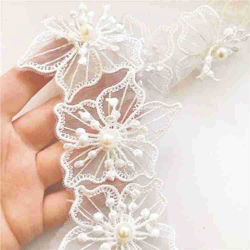 3yard flower lace trim beaded - flower,