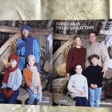 Sunbeam knitting pattern book 248. Family Aran Collection, 11 designs 26-46"