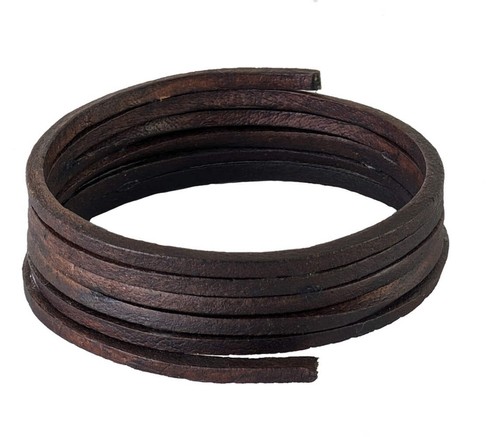 Dark brown leather shoelaces - brown,