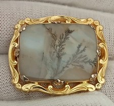 Fine antique Victorian 9ct gold dendritic agate brooch