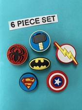6x Marvel Avengers Jibbitz Crocs Shoe Charms Hulk Thor Spiderman Batman Superman