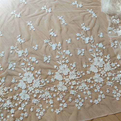 Ivory floral embroidery lace - embroidery,