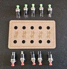10 PUSH TO MAKE  SWITCHES 5 X GREEN  + 5 X RED  PECO  POINT MOTORS + FACE PLATE
