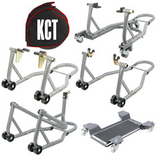 KCT HEAVY DUTY MOTORCYCLE PADDOCK STAND FRONT & REAR MOTORBIKE WHEEL CENTRE LIFT