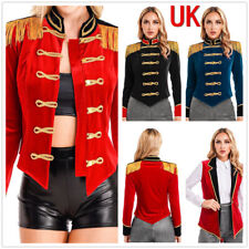 UK Womens Ringmaster Costume Showman Red Circus Lion Trainer Blazer Jacket Coat 