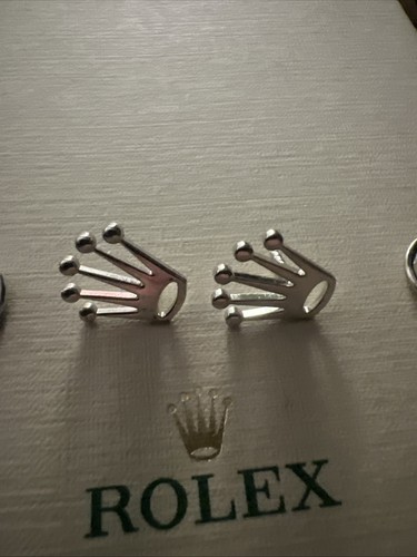 Rolex white gold crown pin - rolex,