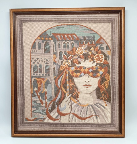 Vintage framed tapestry - vintage,
