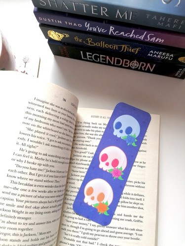 Floral skull bookmark gothic - skull,