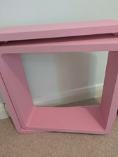 Wood 2 Piece Floating Shelf Cube Wall Storage Set Shelves Unit Square Shape Pink