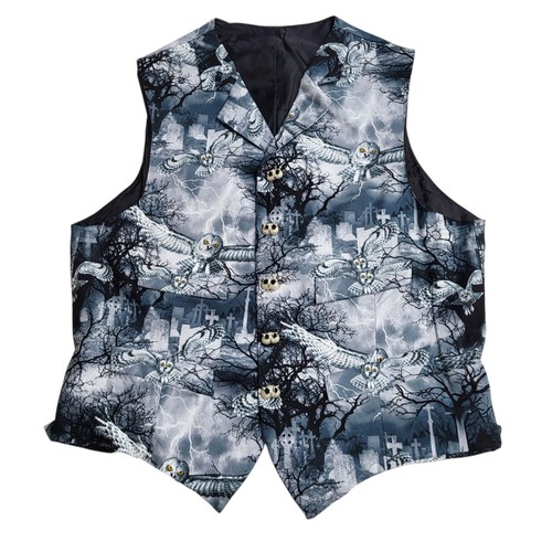 Vintage owl print waistcoat - owl,