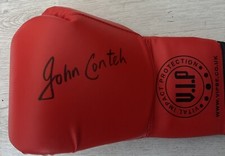 John Conteh Signed Red VIP Boxing Glove AFTAL  Coa