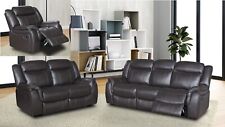 Brown Leather Gel Recliner 3 Seater / 2 Seater or Armchair Sofa Suite - CLIFTON.