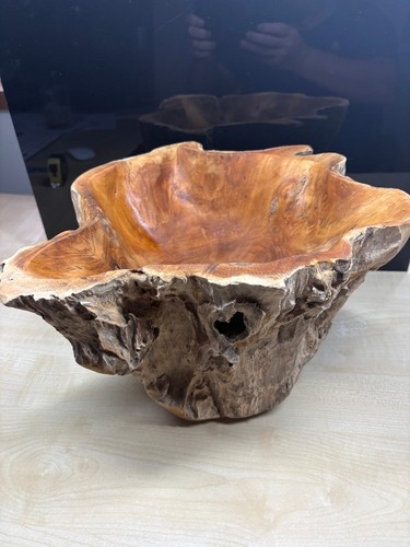 Teak root wooden bowl - teak,