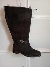 Wide Leg Black Nubuck Boots Size 38