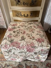 Vintage XL Floral Fabric Covered Pouffe Footstool Cottagecore 55cmx55cmx32cm