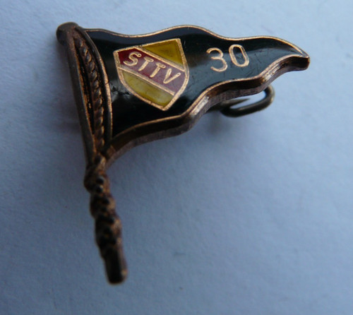 Vintage flag pin badge sttv - badge.,