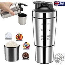 Protein Shaker Bottle Leak-Proof Metal Shaker Cup Stainless Steel Protein Mixer