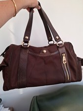 Celine handbag satchel tote bag weekender brown nylon & leather