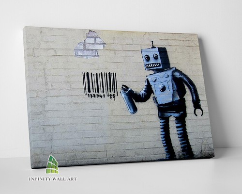 Banksy robot graffiti - banksy,