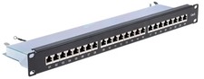 RS PRO Cat6 24 Port RJ45 RJ Patch Panel STP 1U Black