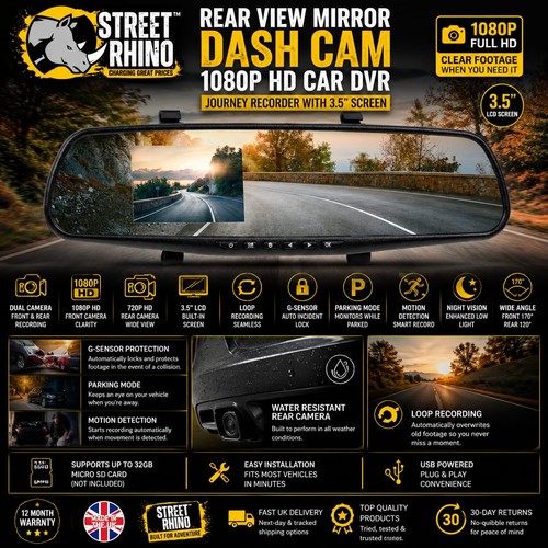 Rear view mirror dash cam - rear,