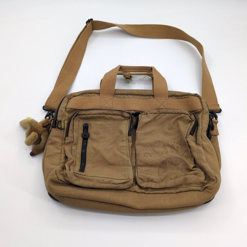 Kipling tan canvas messenger - tan,