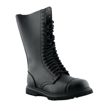 Grinders King Black Leather Boots 20 Eye Hole Steel Toe Cap Military Punk 