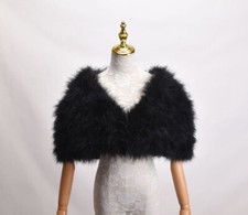 Real Ostrich Feather Fur Shrug Shawl Wraps Cape Bride Wedding Party Accessories