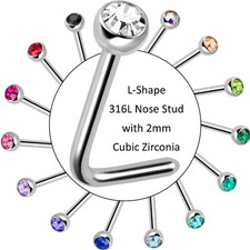L Shape Nose Stud * 2mm press