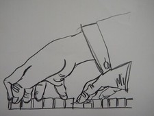 Warhol drawing piano two hands