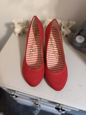 Simply Be Red Canvas Wedge Shoes Size 8 Eee Brand New