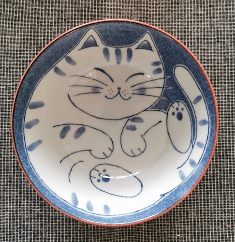 Japanese ceramic blue cat - ceramic,