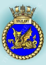 HMS VIGILANT CREST ON A METAL