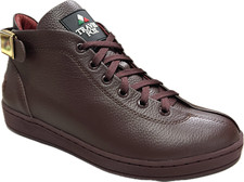 TRAVEL FOX Men's Malibu Leather Round Toe Lace-Up Mid-Top Burgundy 915601-44