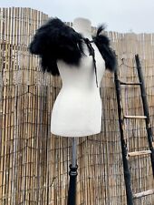Coast Black Real Feather Short Bolero Gothic Tie Jacket Shrug Art Deco One Size
