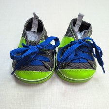 Build-A-Bear Green & Grey with Blue Laces Trainers Sporty Lace-Up Shoes