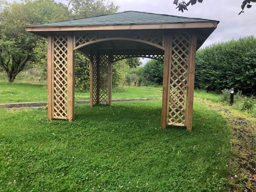 Wooden gazebo with - x,