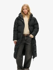 Superdry Womens Black Studios Hooded Longline Duvet  Coat