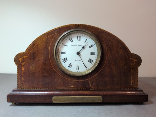 Antique mahogany inlaid mantle - antique,