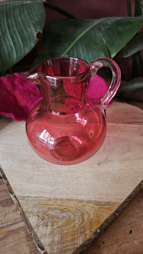 Antique cranberry glass jug - glass,