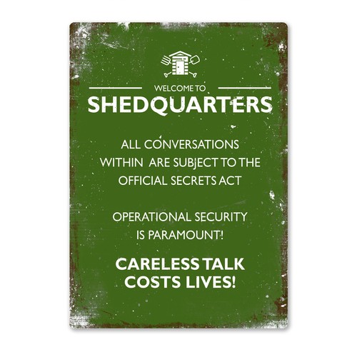 Metal wall sign shedquarters - -,