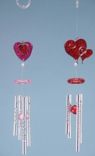 HEART GLITTER WIND CHIMES, RED