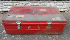 Vintage Military RAF Foot Locker Metal Trunk 1951 Chest Red Storage Display Prop