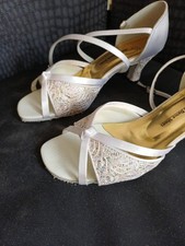 White Dimonte women's ballroom or Latin dance shoe with a flared heel Size 5