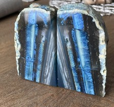 VTG Blue Agate Geode Bookends-