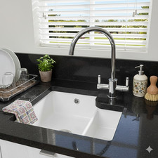 Caple Ettra 1.5 Bowl White Ceramic Undermount Kitchen Sink RH ETT150U