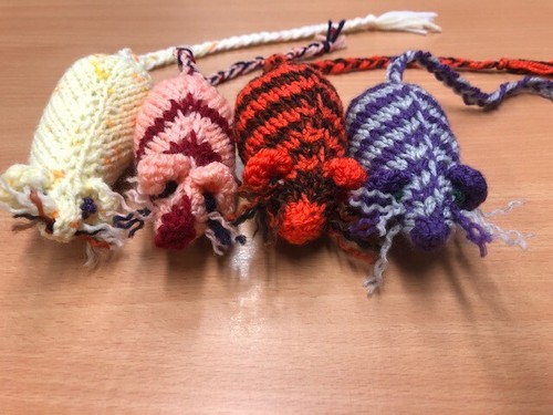 Hand knitted set mice - hand,